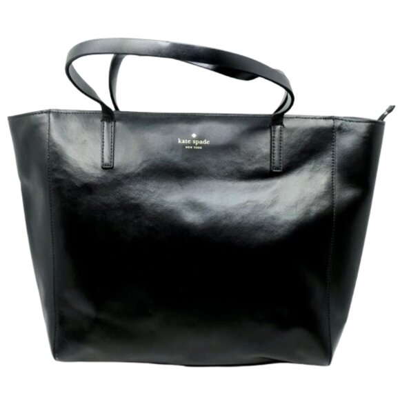 KATE SPADE~White Street Violeta~EXTRA LARGE BLACK LEATHER TOTE SHOULDER BAG - Picture 1 of 5